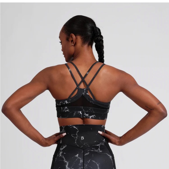 Large BuffBunny Jade Mesh Sports Bra ( Black Marble) - Picture 3 of 12